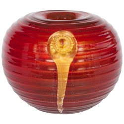 Massive Red and Gold Vase in Blown Murano Glass with gold drop, 1980s Italy *