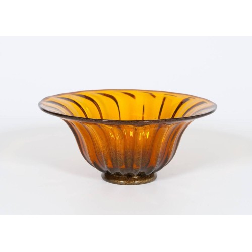 Italian Murano Bowl in Amber and Gold, circa 1960s