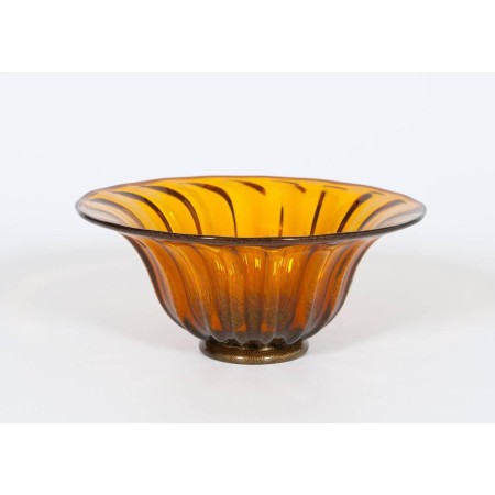 Italian Murano Bowl in Amber and Gold, circa 1960s