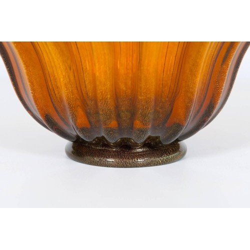 Italian Murano Bowl in Amber and Gold, circa 1960s