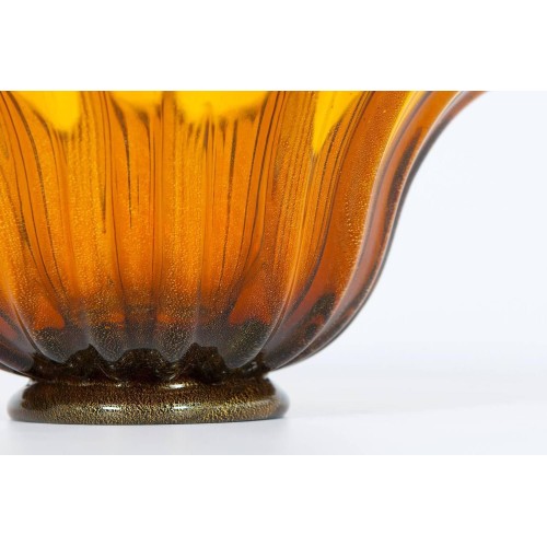 Italian Murano Bowl in Amber and Gold, circa 1960s