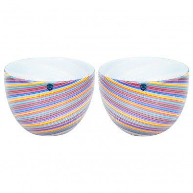 Pair of Italian Murano Glass Bowls Signed Cenedese, 1970s