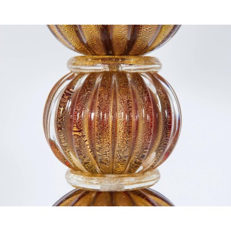Italian Murano Glass Table Lamp in Gold and Red Color, circa 1970s
