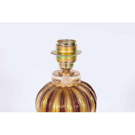Italian Murano Glass Table Lamp in Gold and Red Color, circa 1970s