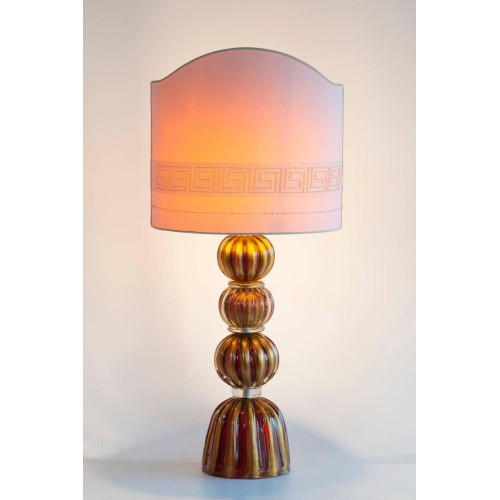 Italian Murano Glass Table Lamp in Gold and Red Color, circa 1970s