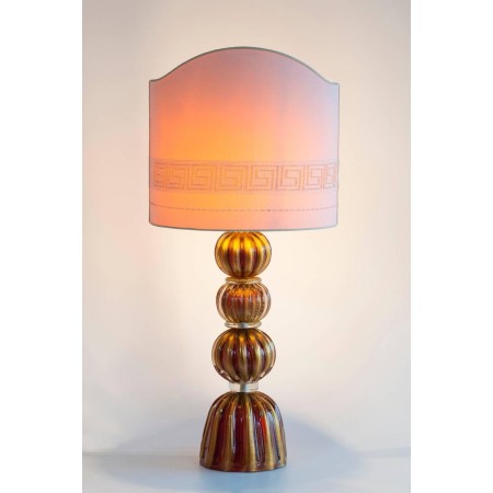 Italian Murano Glass Table Lamp in Gold and Red Color, circa 1970s