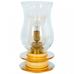 Italian Venetian, Table Lamp, Blown Murano Glass, Candle Shape, Gold Amber, 1970s *