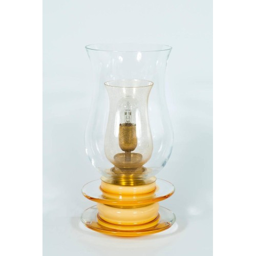 Italian Venetian Murano Glass Table Lamp in Gold and Amber, circa 1950s