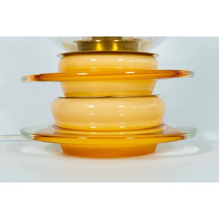 Italian Venetian Murano Glass Table Lamp in Gold and Amber, circa 1950s
