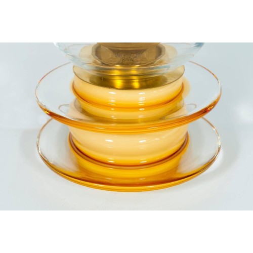 Italian Venetian Murano Glass Table Lamp in Gold and Amber, circa 1950s
