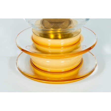 Italian Venetian Murano Glass Table Lamp in Gold and Amber, circa 1950s