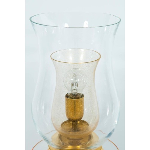 Italian Venetian Murano Glass Table Lamp in Gold and Amber, circa 1950s