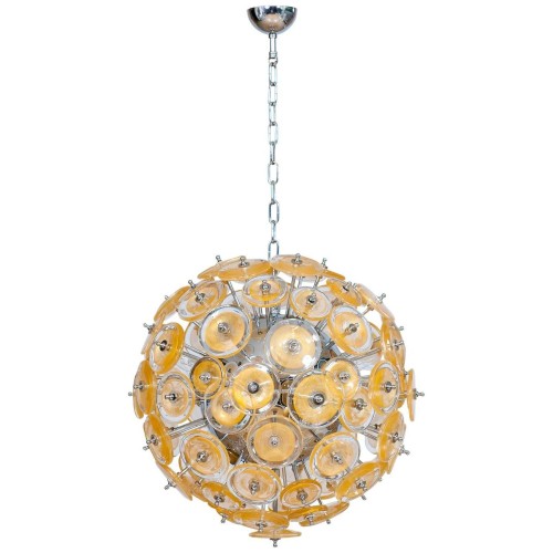Italian Murano Gold Glass Chandelier Sputnik, Mazzega, 1970s