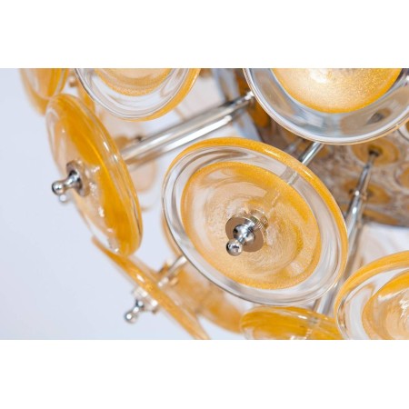 Italian Murano Gold Glass Chandelier Sputnik, Mazzega, 1970s