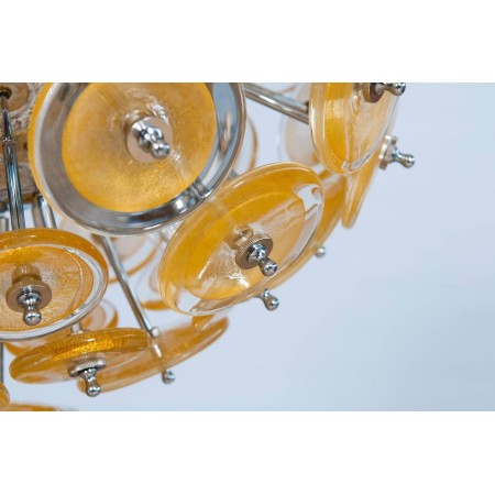 Italian Murano Gold Glass Chandelier Sputnik, Mazzega, 1970s