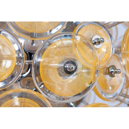 Italian Murano Gold Glass Chandelier Sputnik, Mazzega, 1970s