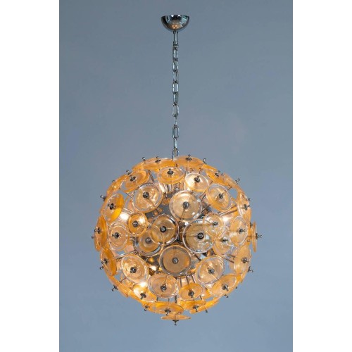 Italian Murano Gold Glass Chandelier Sputnik, Mazzega, 1970s