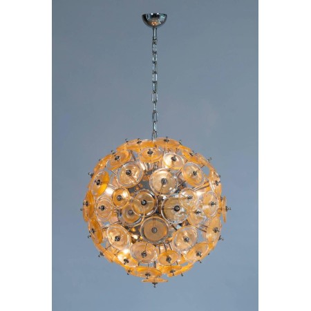 Italian Murano Gold Glass Chandelier Sputnik, Mazzega, 1970s