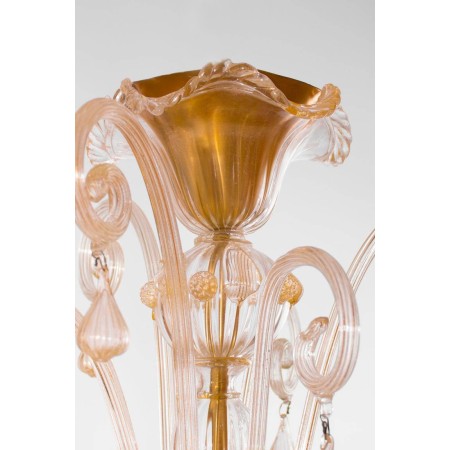 Italian Mid-Century Chandelier, in Transparent and Gold, Attributed to Seguso