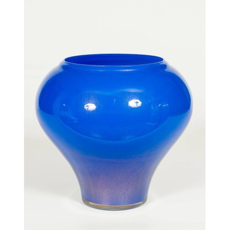 Italian Murano Blue and Gold Vase, circa 1980s