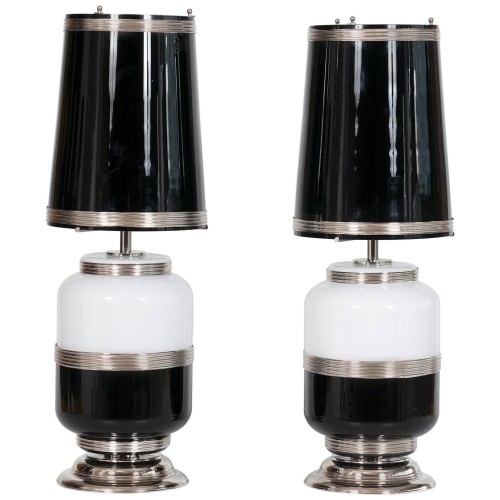Pair of Italian Venetian Murano Glass Table Lamps, circa 1960s