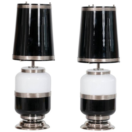 Pair of Italian Venetian Murano Glass Table Lamps, circa 1960s