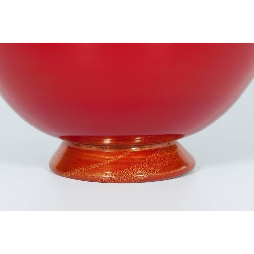 Italian Venetian Murano Glass Vase in Gold Red Color, circa 1970s