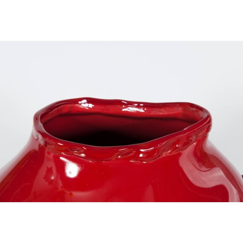 Italian Venetian Murano Glass Vase in Gold Red Color, circa 1970s