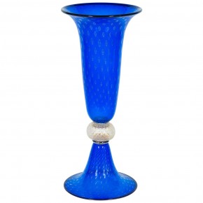 Italian Venetian Murano Glass Vase in Blue and Gold, circa 1950s