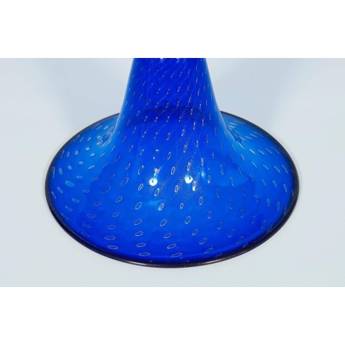 Italian Venetian Murano Glass Vase in Blue and Gold, circa 1950s