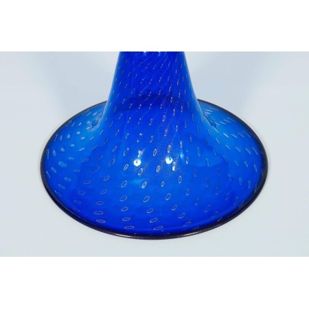 Italian Venetian Murano Glass Vase in Blue and Gold, circa 1950s