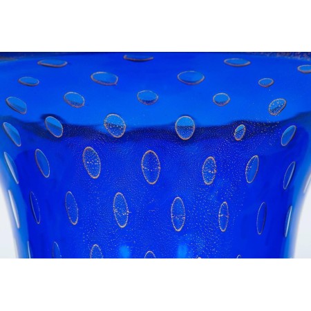 Italian Venetian Murano Glass Vase in Blue and Gold, circa 1950s