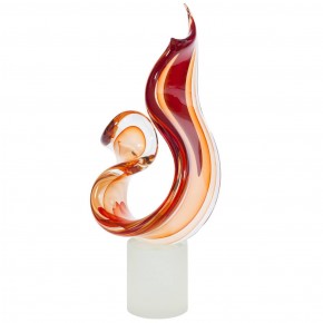 Italian "Flame" Sculpture in blown Murano Glass signed by Romano Donà 1990s *