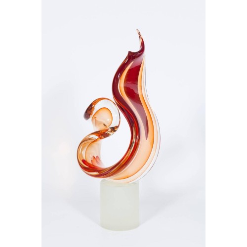 Italian Venetian Murano Glass "Flame" Sculpture, by Romano Donà 1990s
