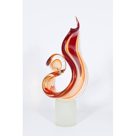 Italian Venetian Murano Glass "Flame" Sculpture, by Romano Donà 1990s