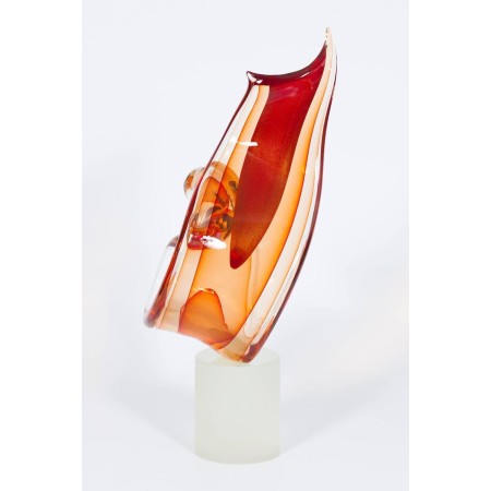 Italian Venetian Murano Glass "Flame" Sculpture, by Romano Donà 1990s