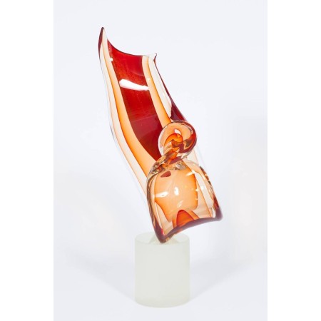 Italian Venetian Murano Glass "Flame" Sculpture, by Romano Donà 1990s