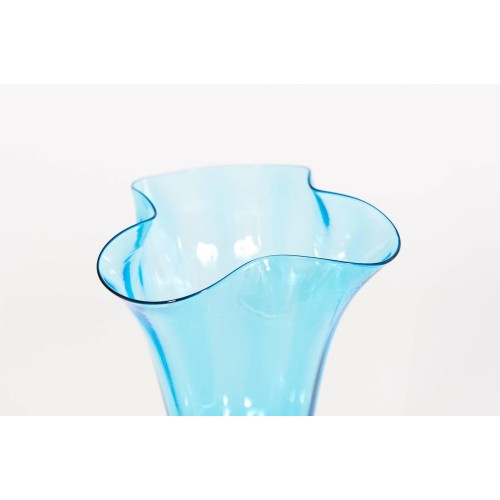 Hand blown Goblet in Murano Glass, in light-blue and Gold