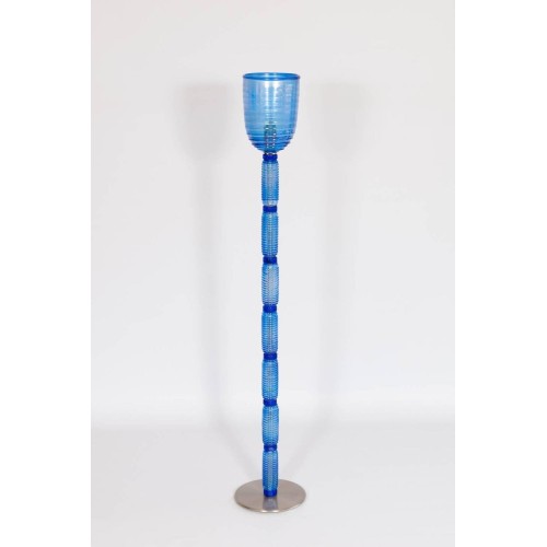 Italian Venetian Floor Lamp in Light-Blue Murano Glass