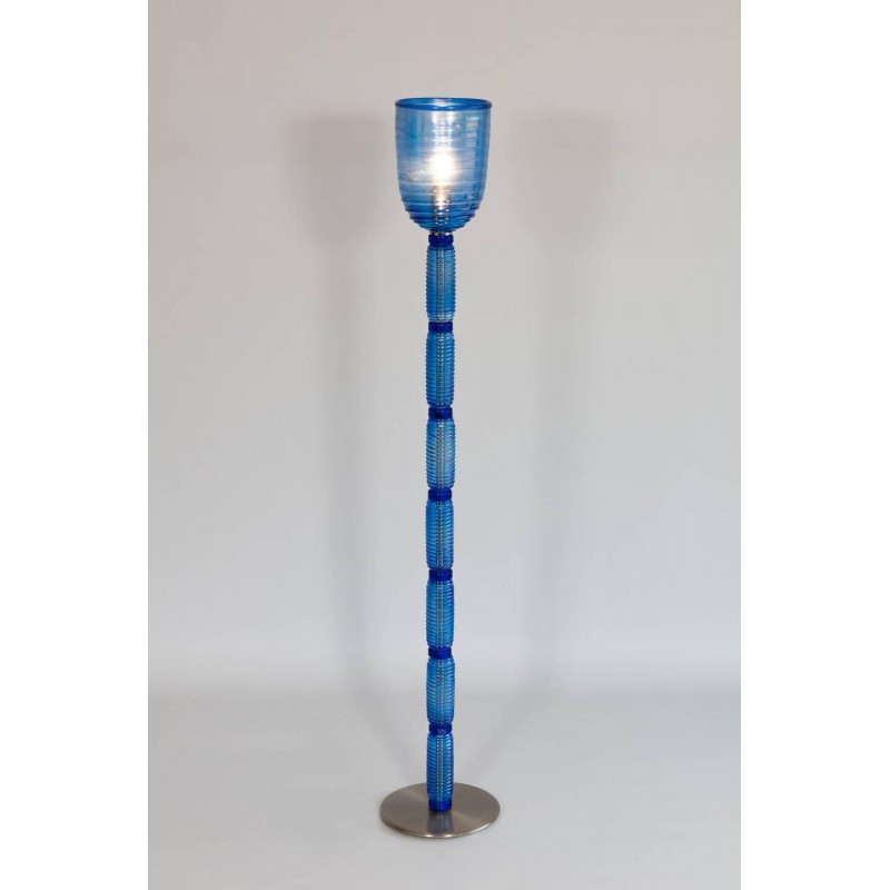Italian Venetian Floor Lamp In Light, Blue Glass Floor Lamp