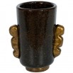 Vase Pulegoso in dark color with gold finishes handcrafted 1980s *