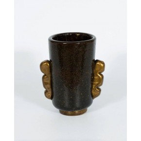 Vase in Murano Glass, Gold and Black