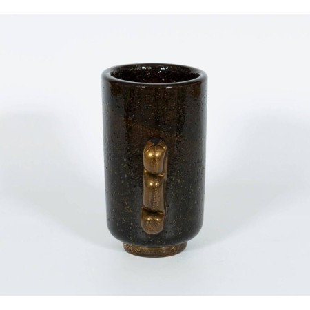 Vase in Murano Glass, Gold and Black