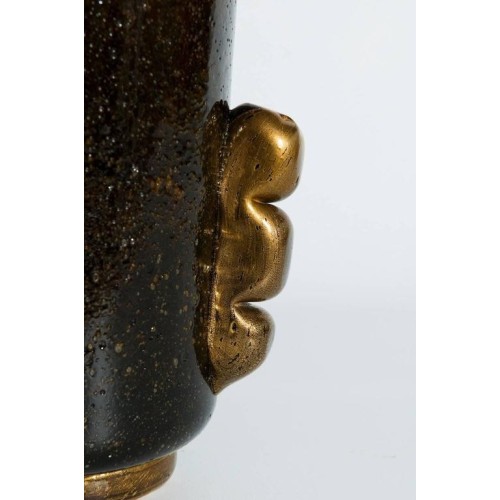 Vase in Murano Glass, Gold and Black