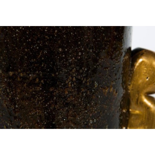 Vase in Murano Glass, Gold and Black