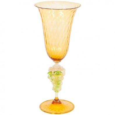 Goblet in Murano Glass in light orange and gold