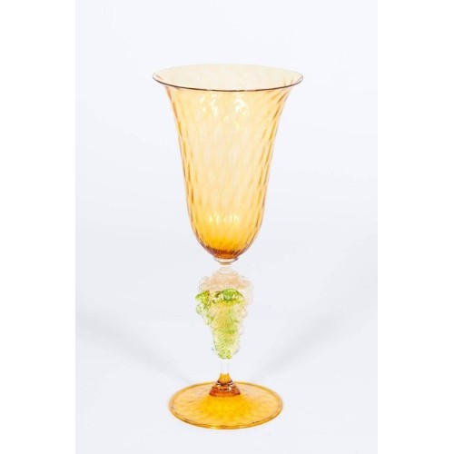 Goblet in Murano Glass in light orange and gold