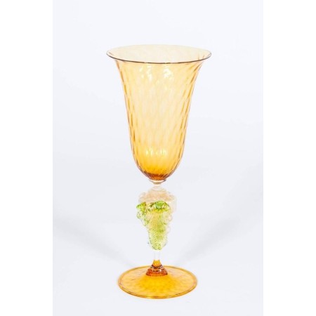 Goblet in Murano Glass in light orange and gold
