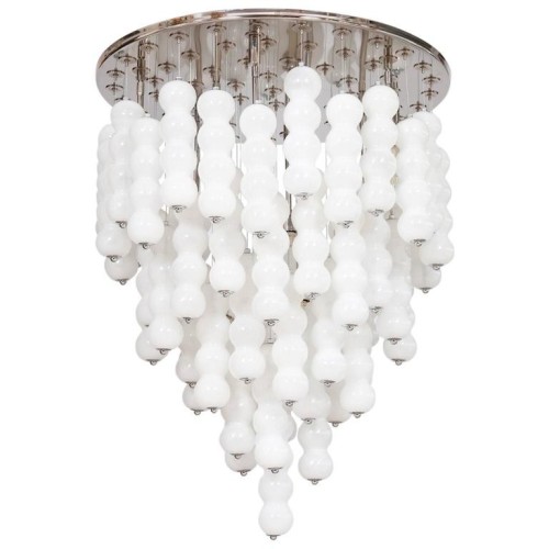 Italian Chandelier in White Murano Glass, Mazzega 1980s