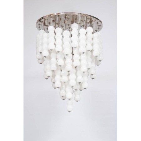 Italian Chandelier in White Murano Glass, Mazzega 1980s
